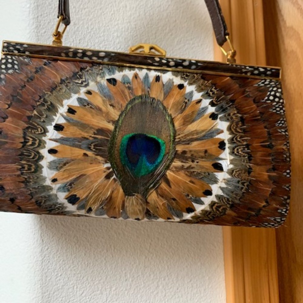 Vintage Peacock Feather Purse
